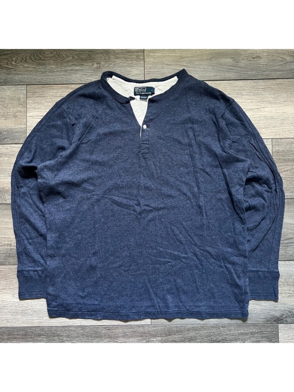 Polo Ralph Lauren Men's 2XL Long Sleeve Henley Shirt Navy Blue Cotton